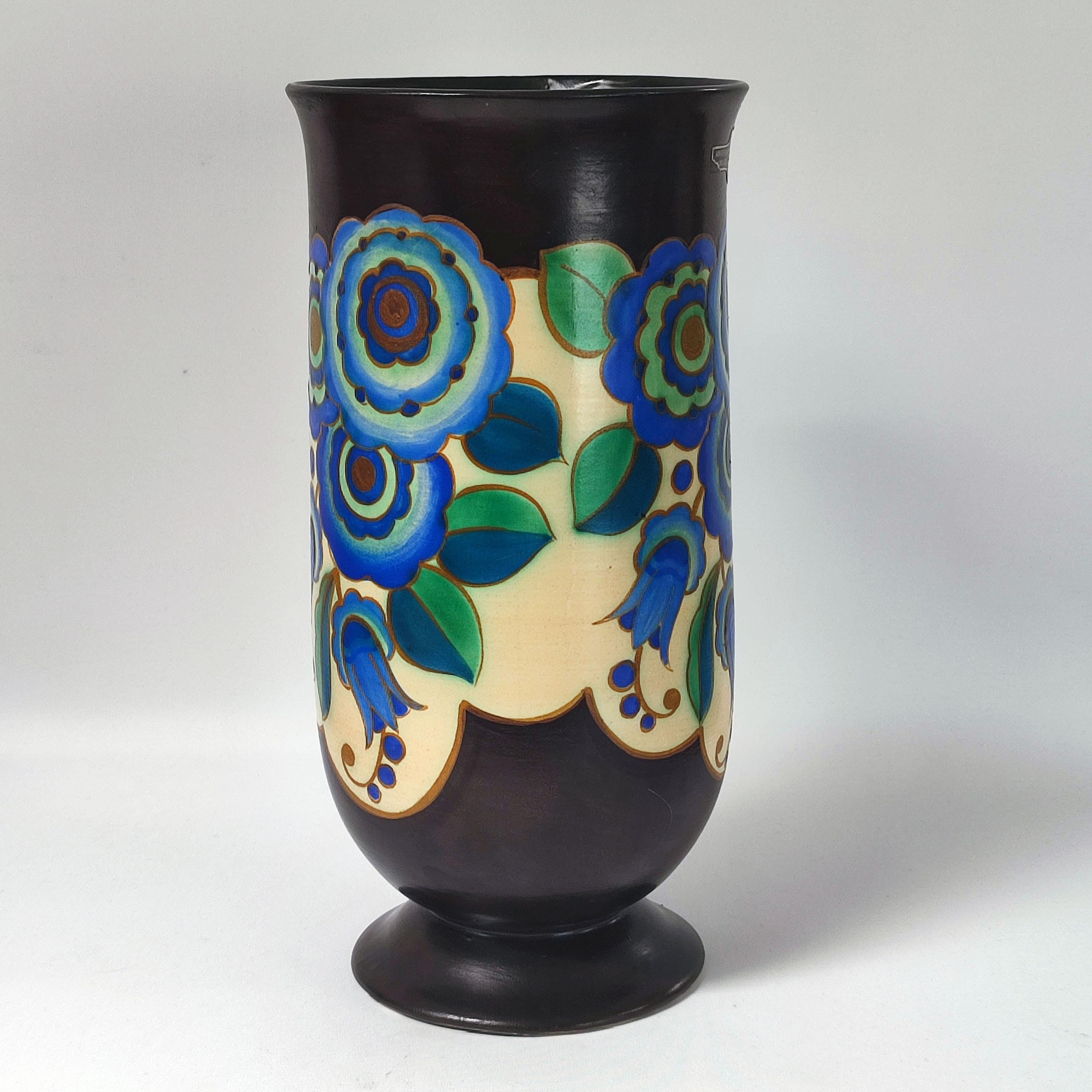 Belge Charles Catteau pour Keramis - Vase floral Art déco, Belgique, années 1940. en vente