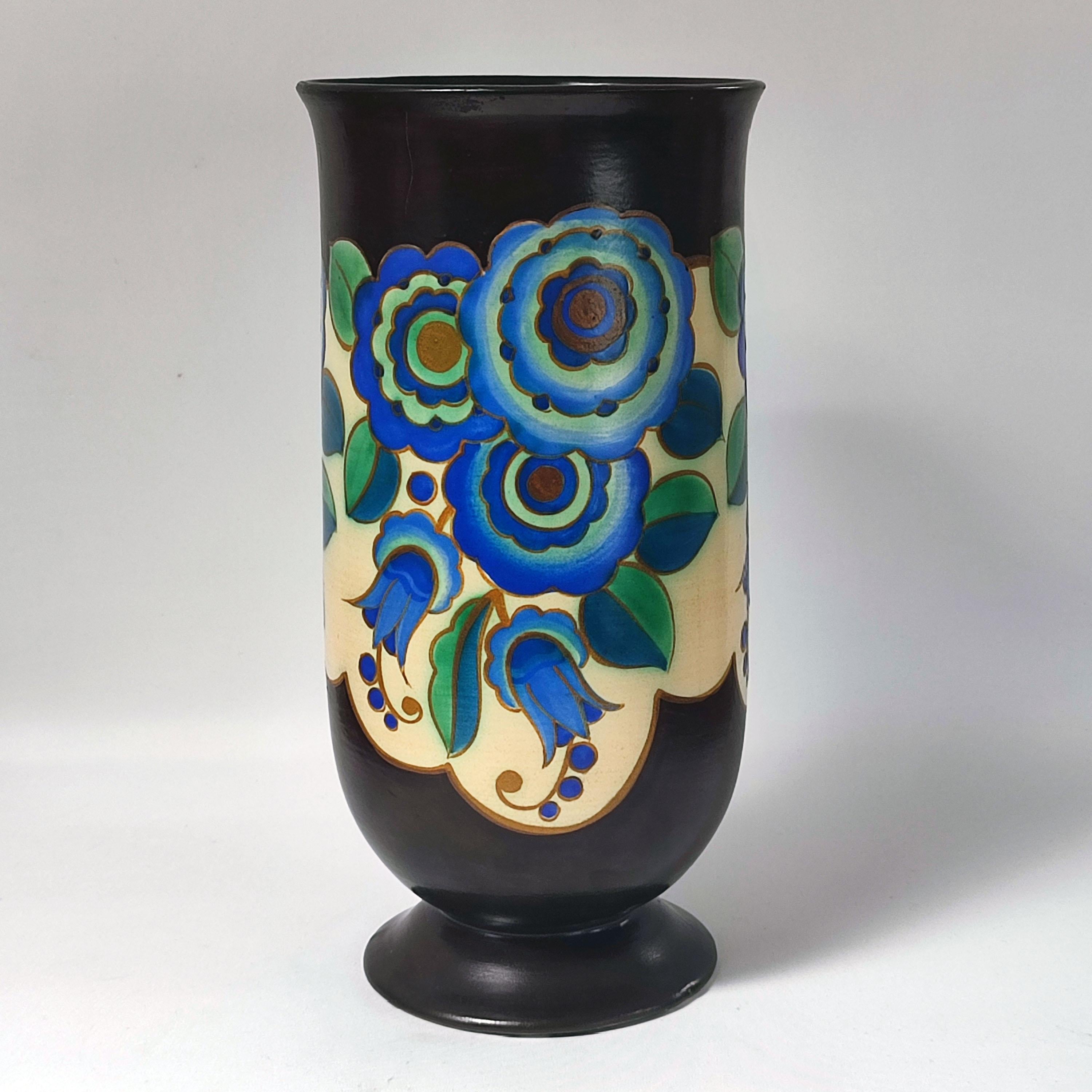 Émaillé Charles Catteau pour Keramis - Vase floral Art déco, Belgique, années 1940. en vente