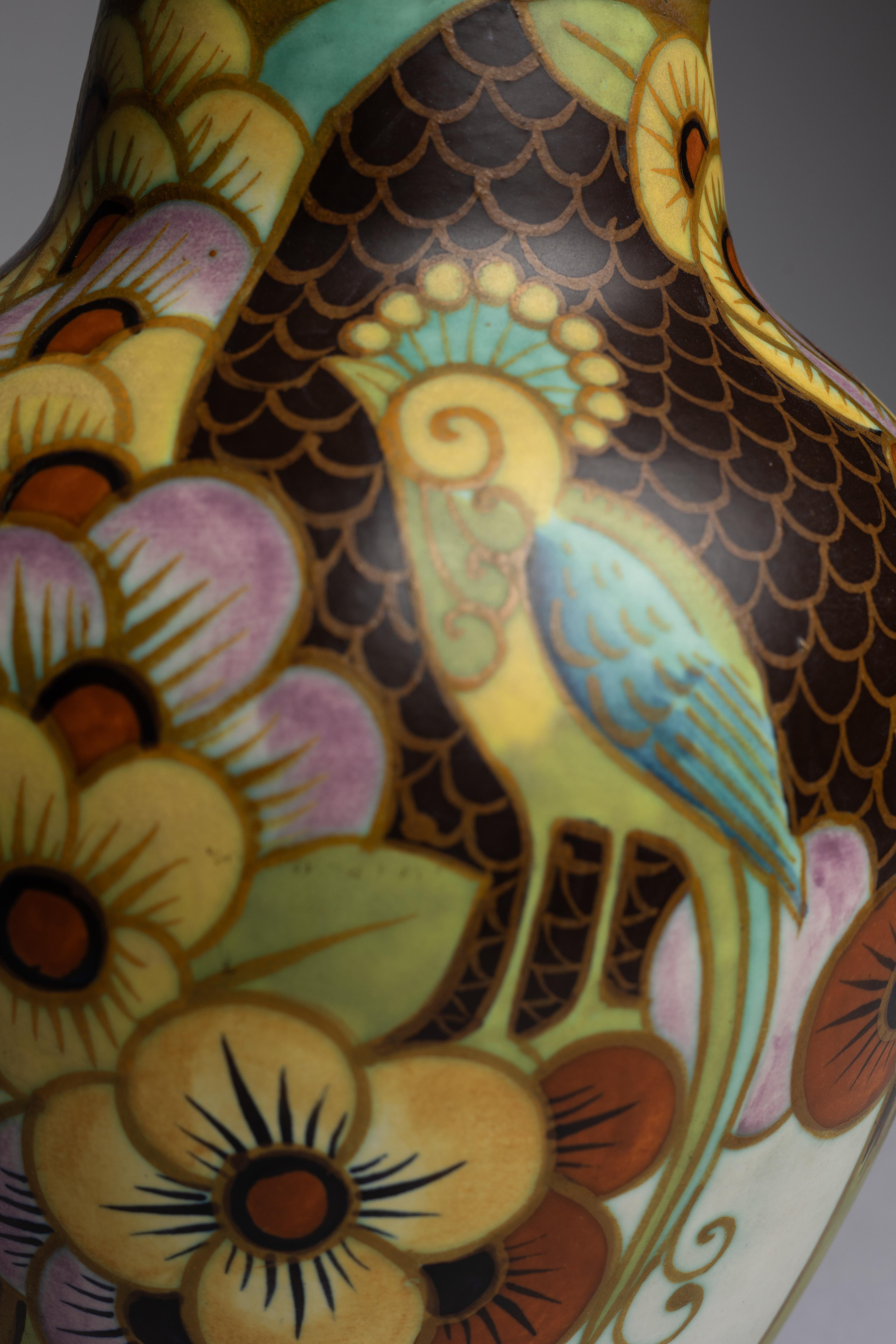 Jarrón de cerámica francesa Art Déco Charles Catteau en venta 2