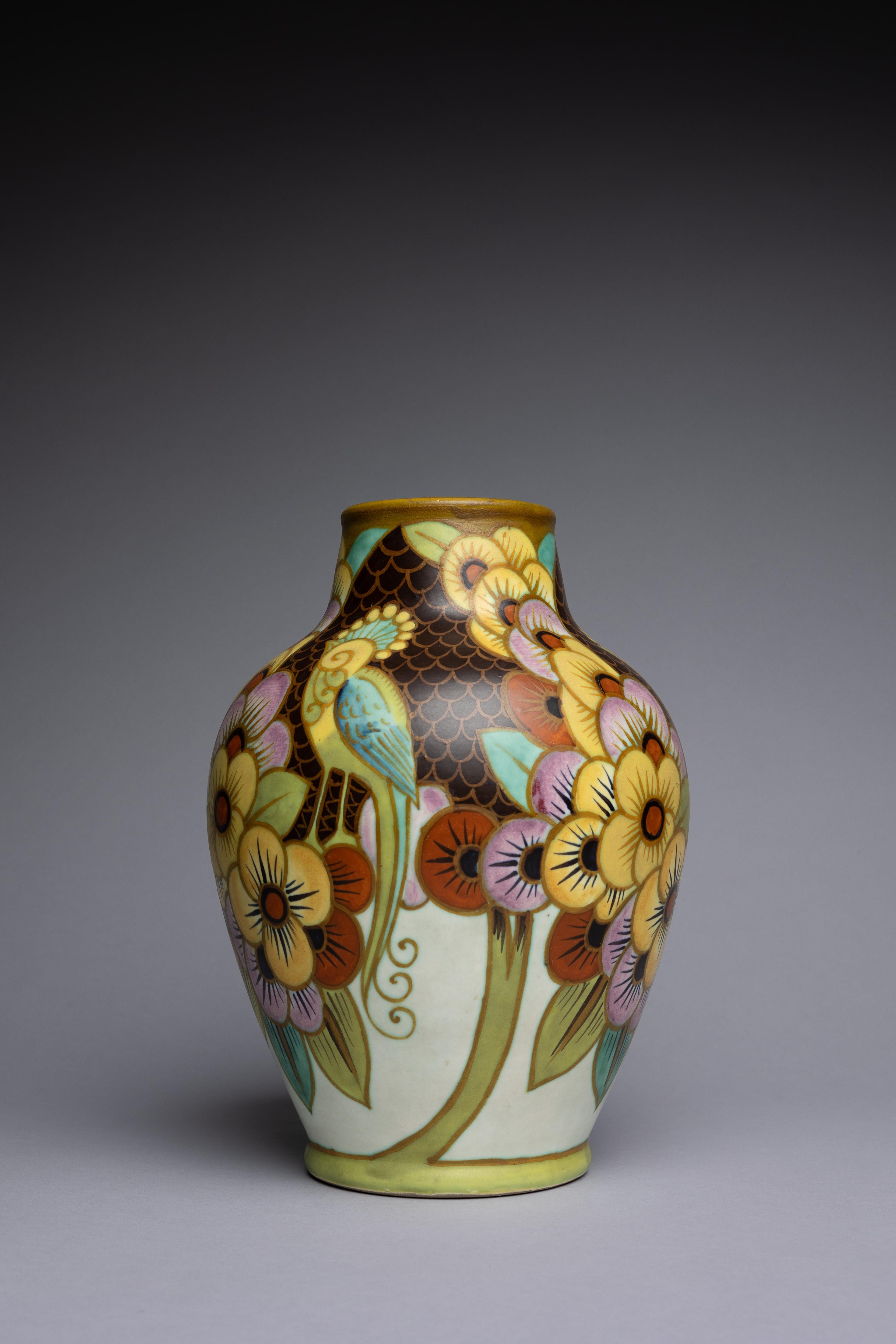 Jarrón de cerámica francesa Art Déco Charles Catteau Belga en venta