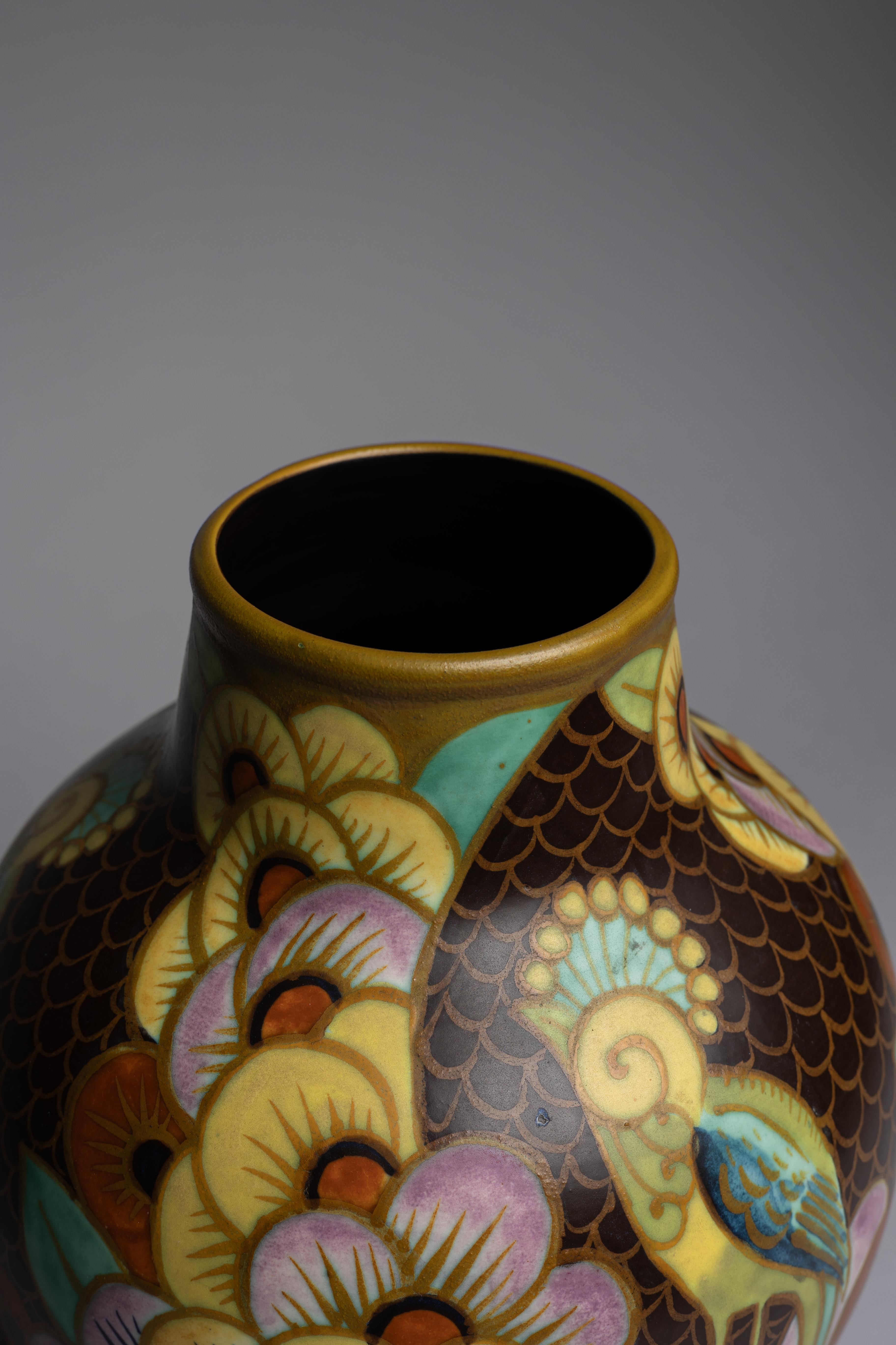 Jarrón de cerámica francesa Art Déco Charles Catteau Gres en venta