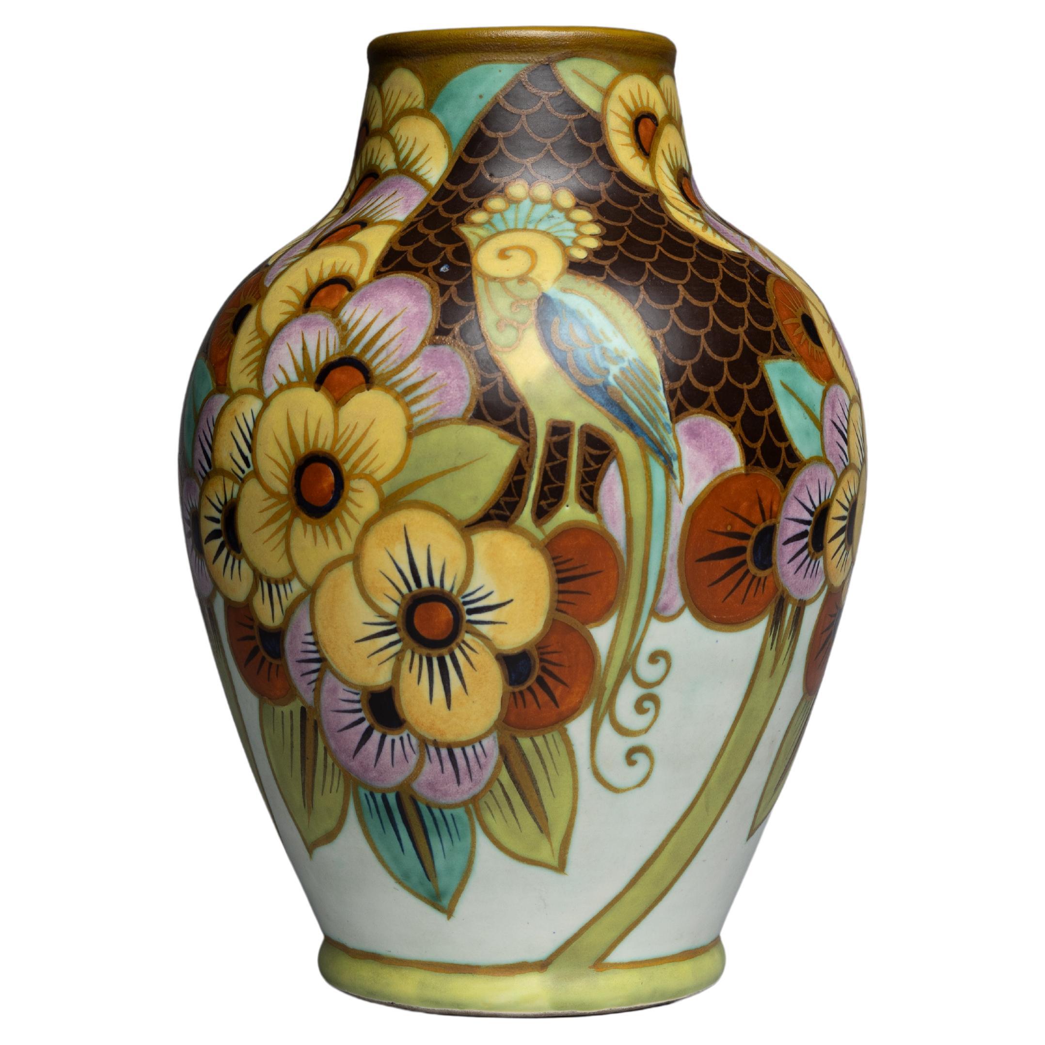 Jarrón de cerámica francesa Art Déco Charles Catteau