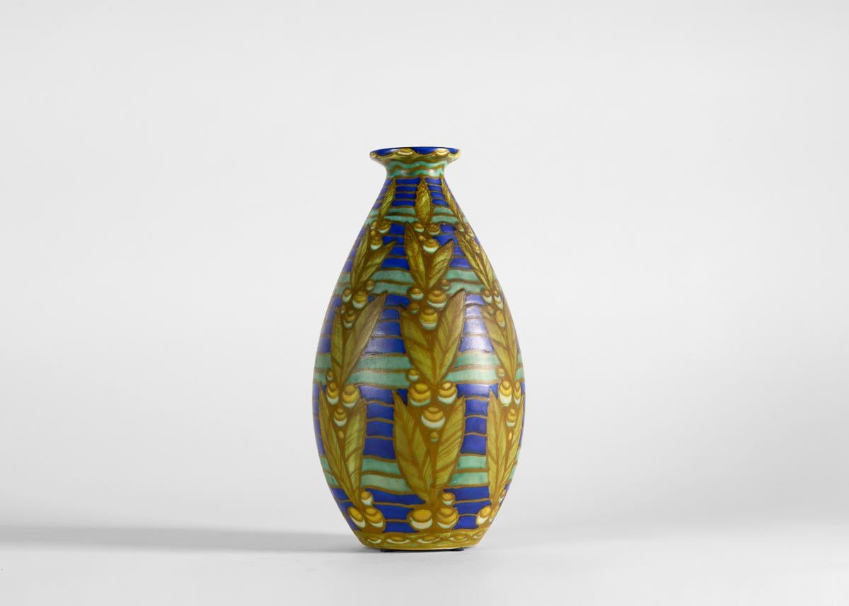 Smaltato Charles Catteau per Kéramis, Vaso ovoidale Art Deco, Belgio, 1924 circa in vendita