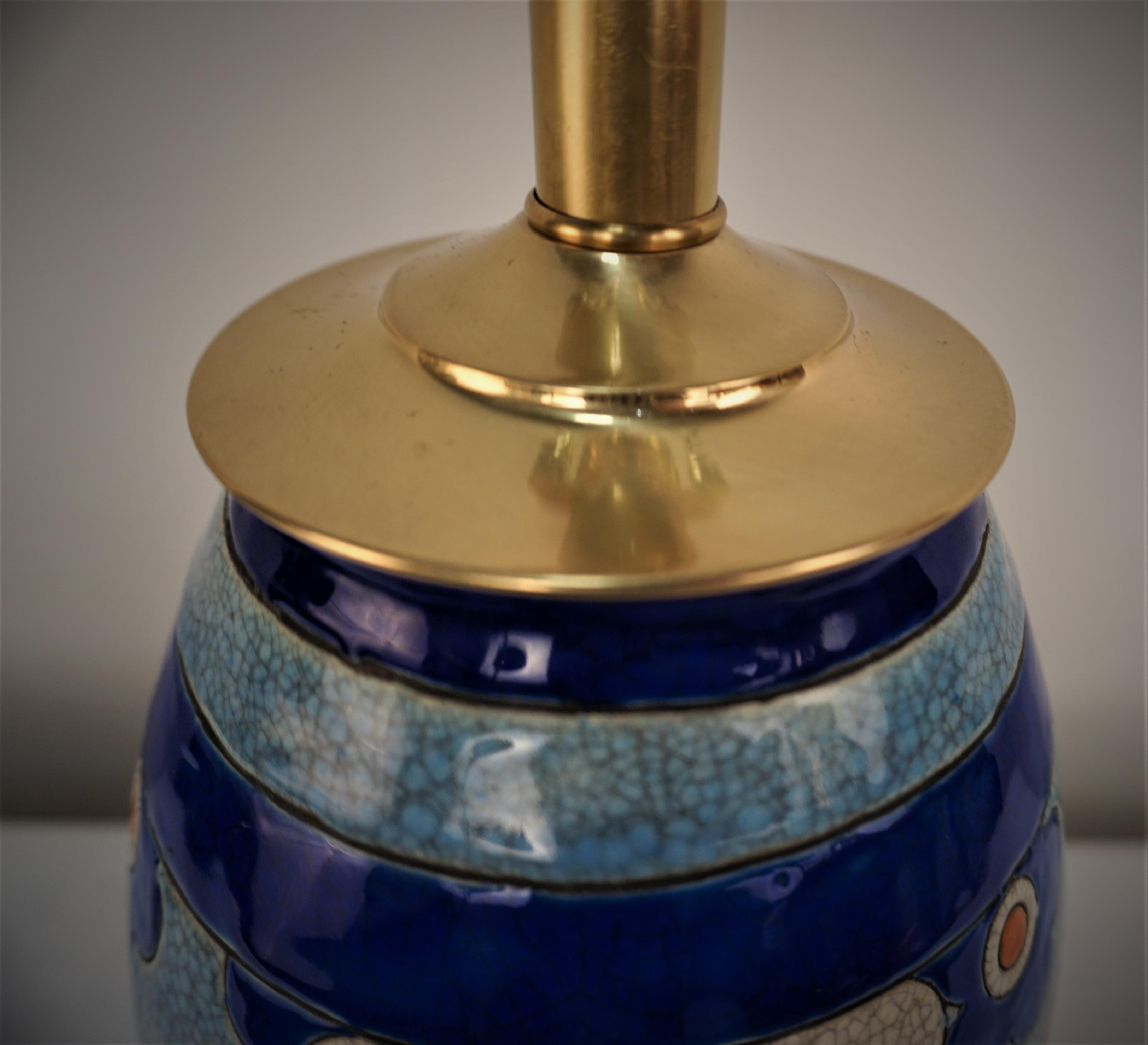 Charles Catteau's Boch Frères Keramik Tischlampe im Zustand „Gut“ im Angebot in Fairfax, VA