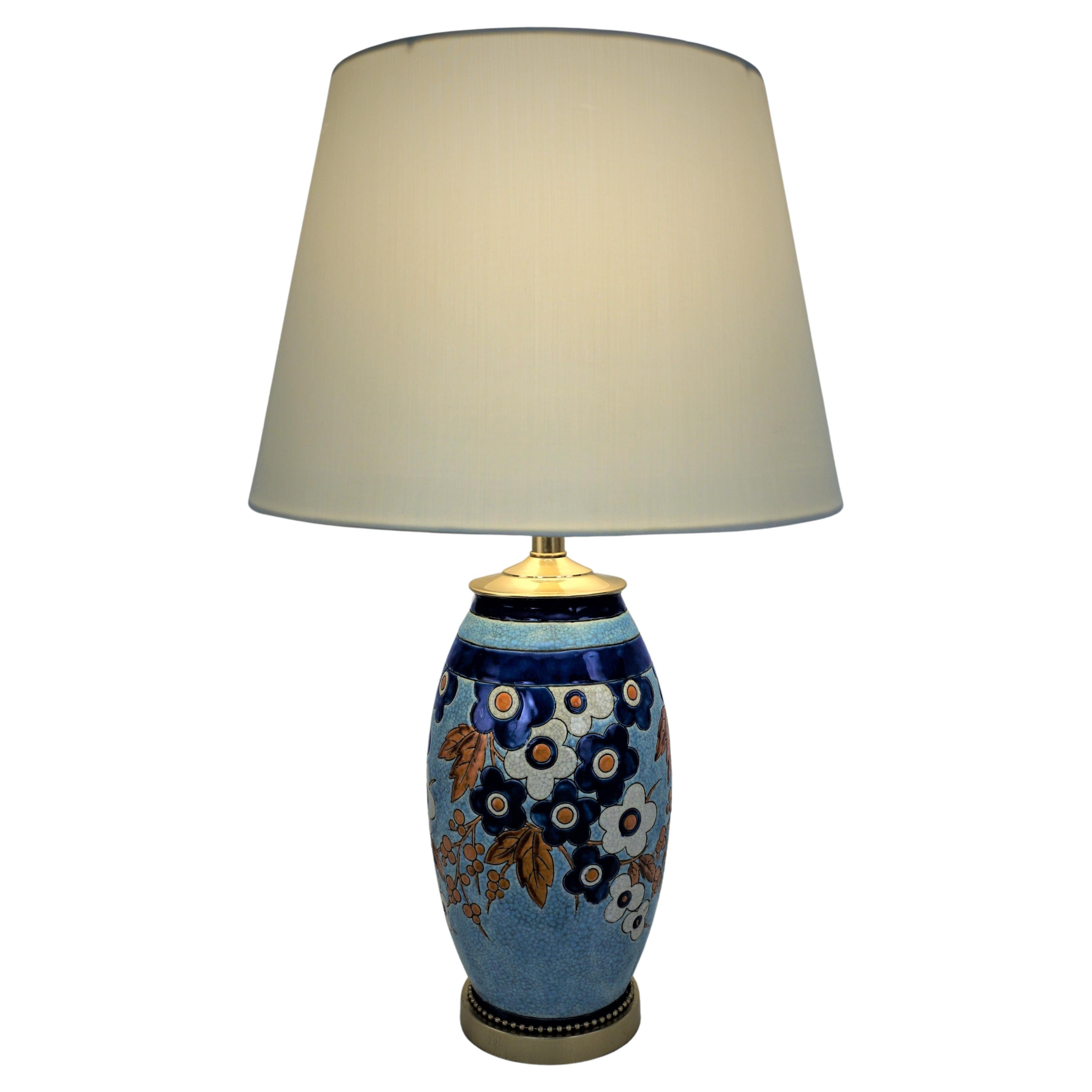Charles Catteau’s Boch Frères Ceramics Table Lamp For Sale