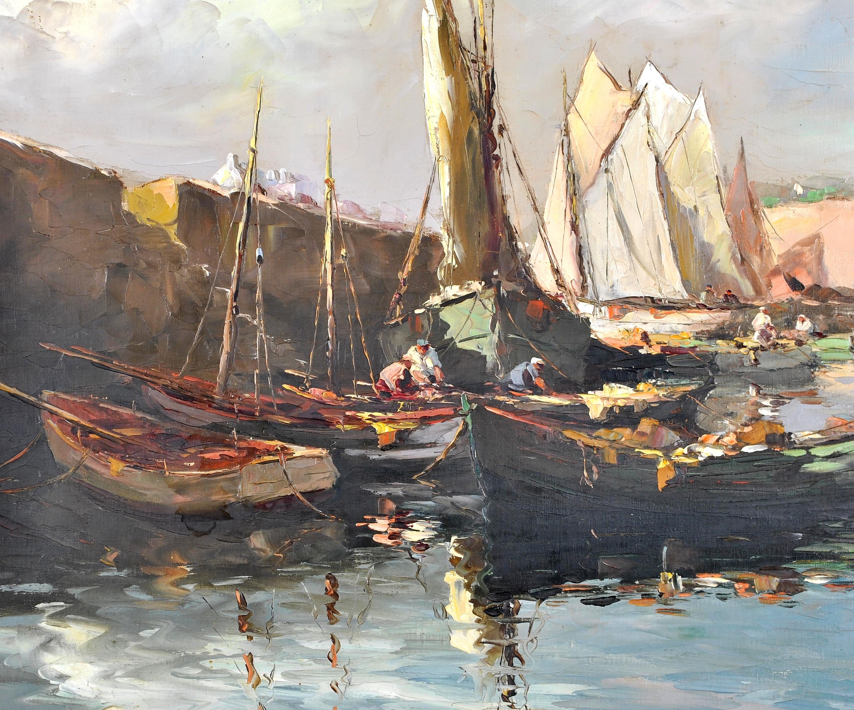 Côte d'Azur Harbor - French Impressionist Saint-Tropez Riviera Provence Painting For Sale 2