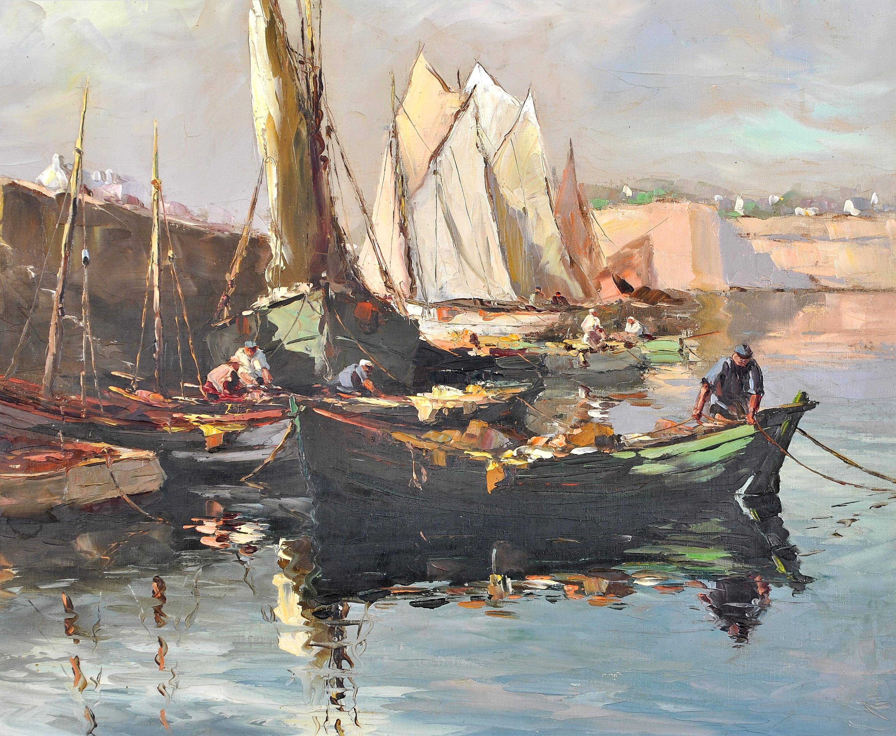 Côte d'Azur Harbor - French Impressionist Saint-Tropez Riviera Provence Painting For Sale 3