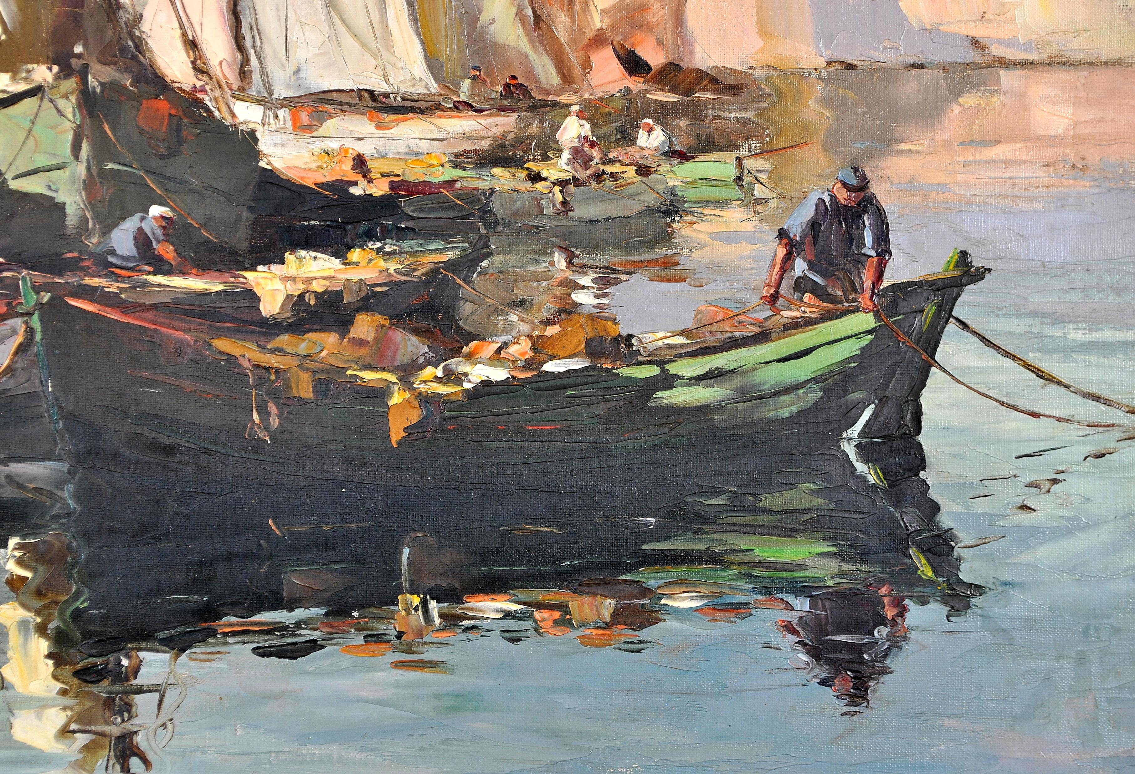 Côte d'Azur Harbor - French Impressionist Saint-Tropez Riviera Provence Painting For Sale 5