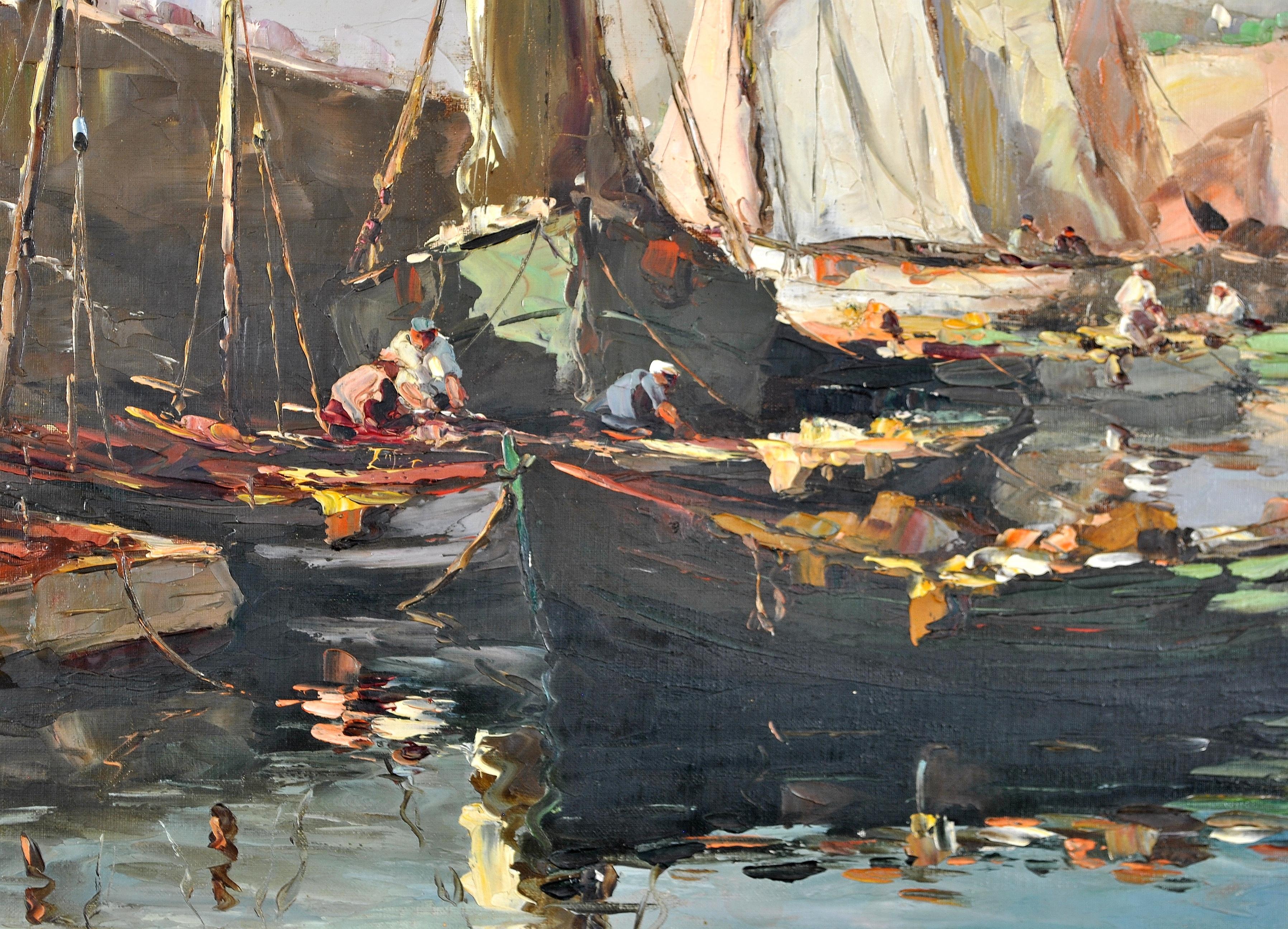 Côte d'Azur Harbor - French Impressionist Saint-Tropez Riviera Provence Painting For Sale 6