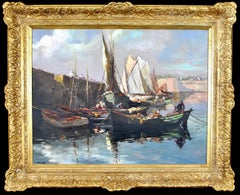 Côte d'Azur Hafen - Französischer Impressionist Saint-Tropez Riviera Provence Gemälde