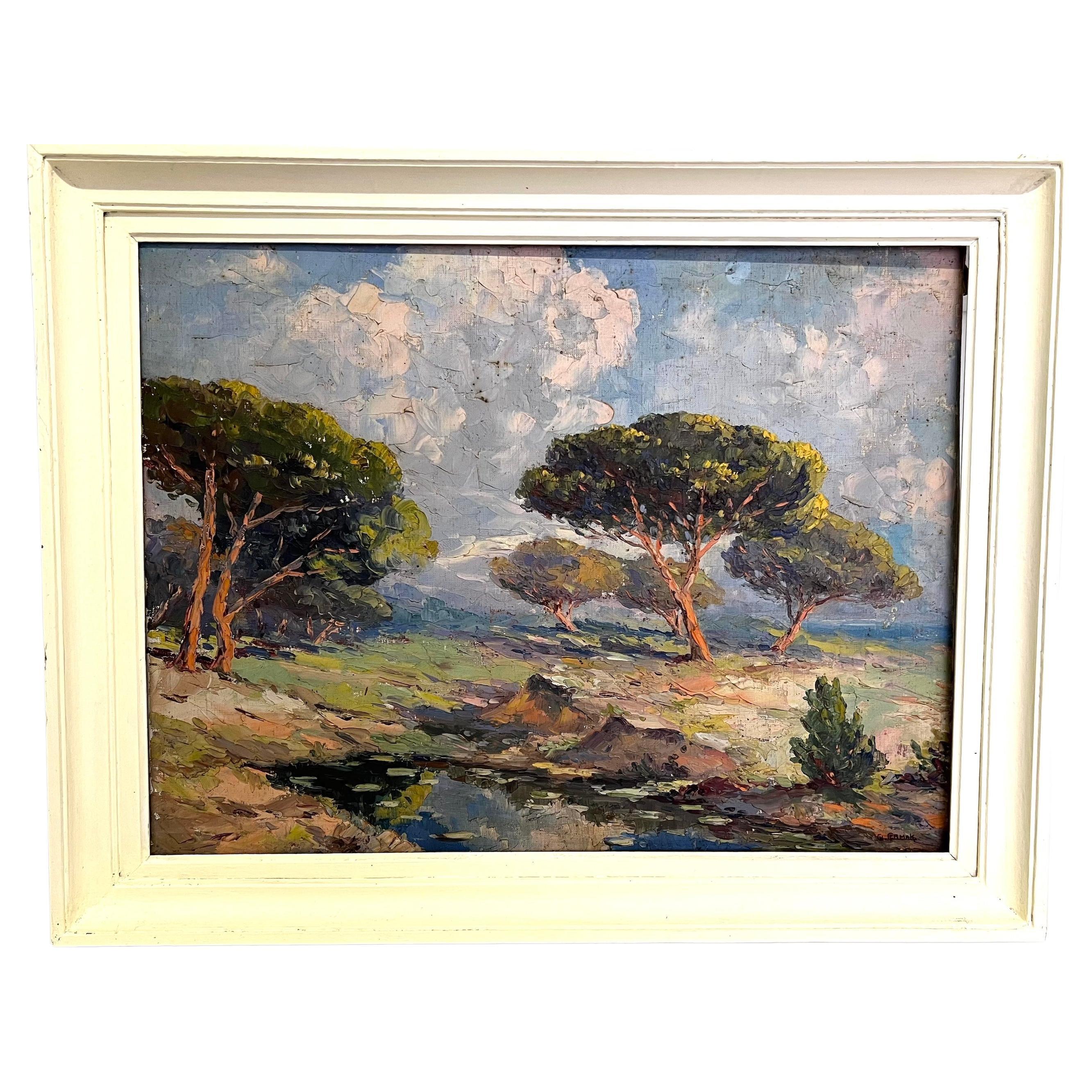 Charles Cermark, Landscape of the Côte d'Azur, 1930, Oil on Canvas, Framed For Sale
