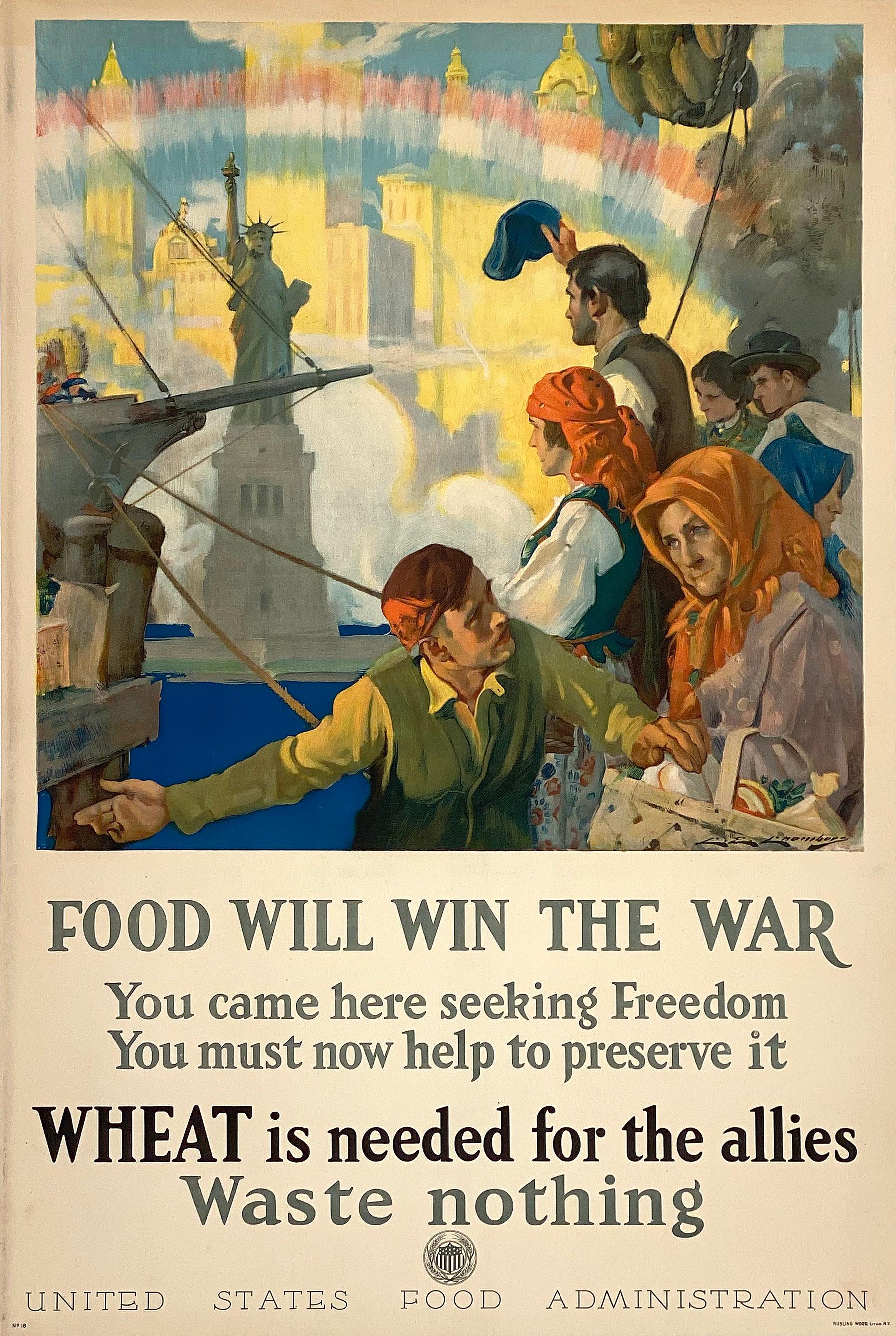 Original Vintage WWI Food will Win the War Poster by Chambers c1917