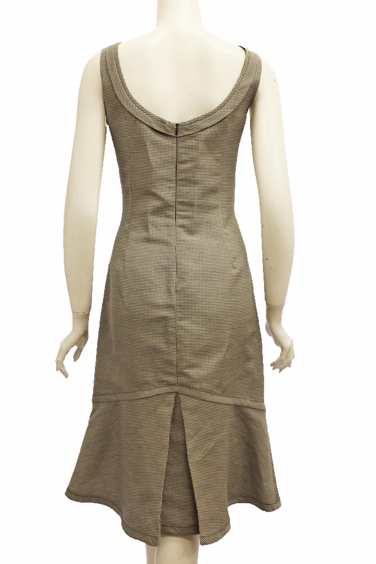 Brown Charles Chang-Lima Black & White Check Print Sleeveless Dress For Sale