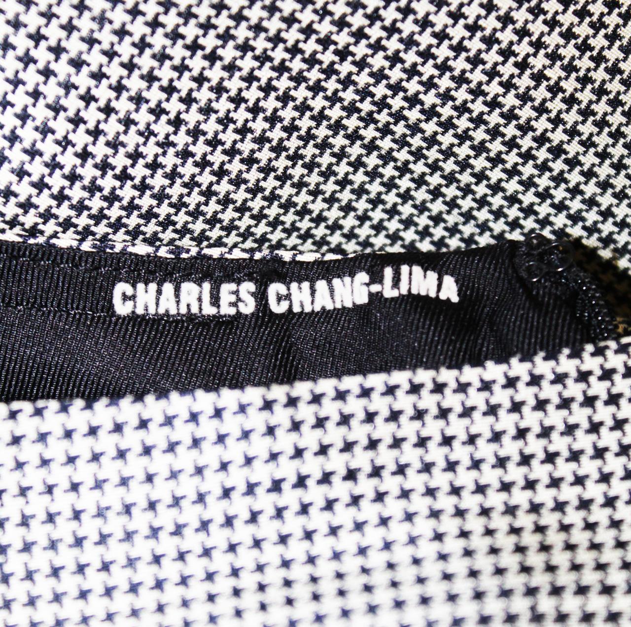 Women's Charles Chang-Lima Black & White Check Print Sleeveless Dress For Sale