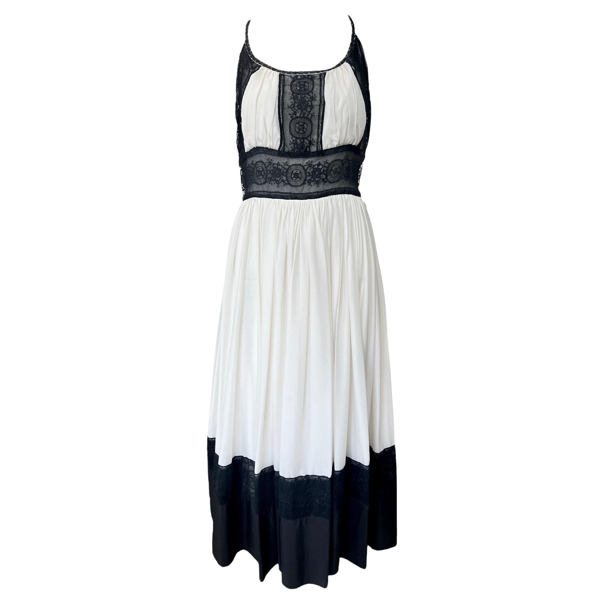 Charles Chang Lima Elfenbeinfarbenes Kleid aus Seide und schwarzer Spitze, 2010er Jahre im Angebot