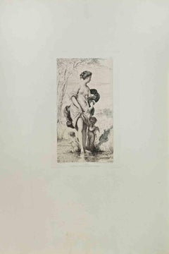 Le Bain - Etching by Charles Chaplin - 1870s
