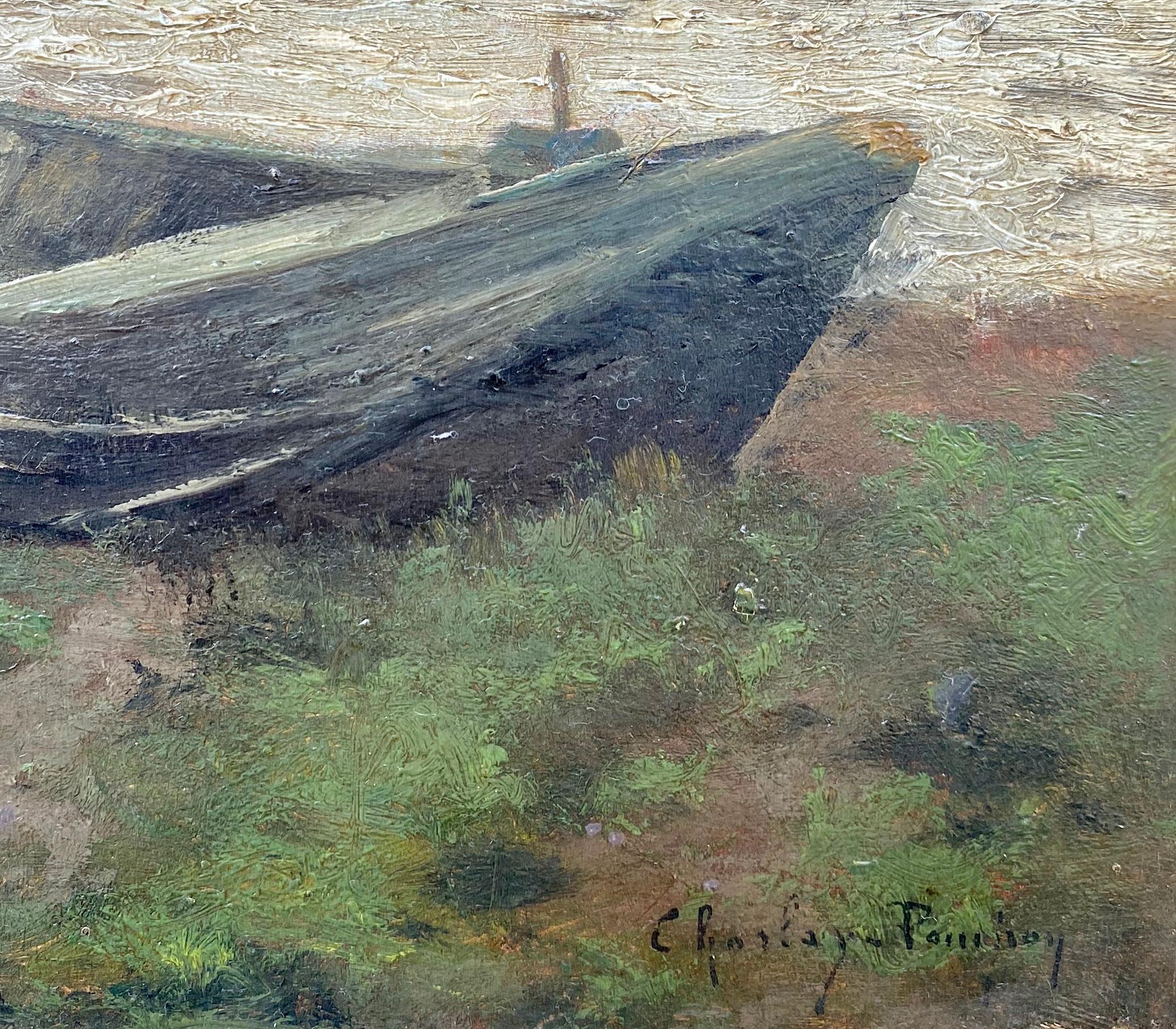 Nach dem Sturm, der blaue Kanus: Impressionistische Pleinair-F Flussssszene (Impressionismus), Painting, von Charles Charlay-Pompon