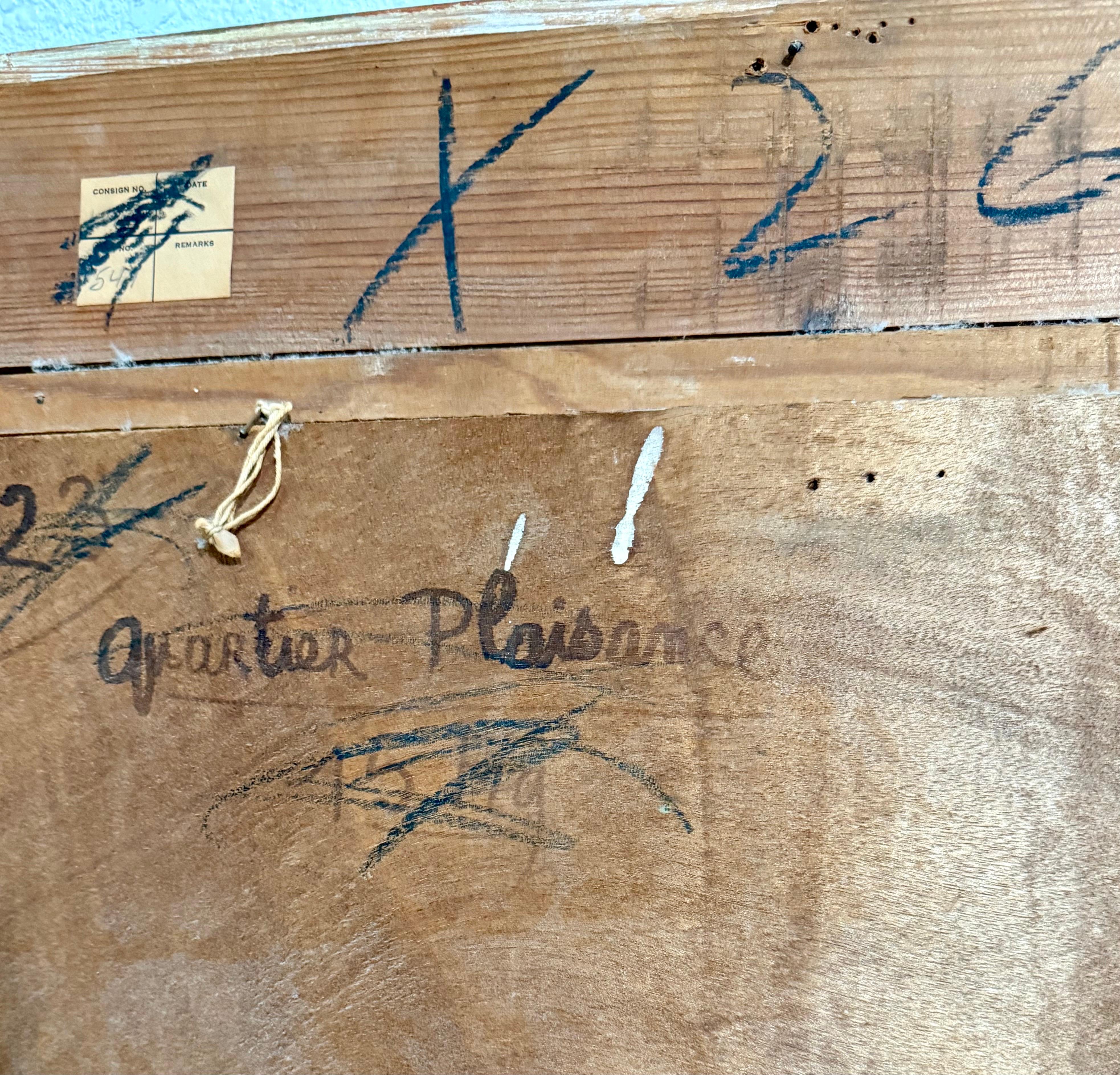 Charles Chartier 1951 Pintura al Óleo Cubista Modernista Francesa Surrealista Pueblo de París en venta 11