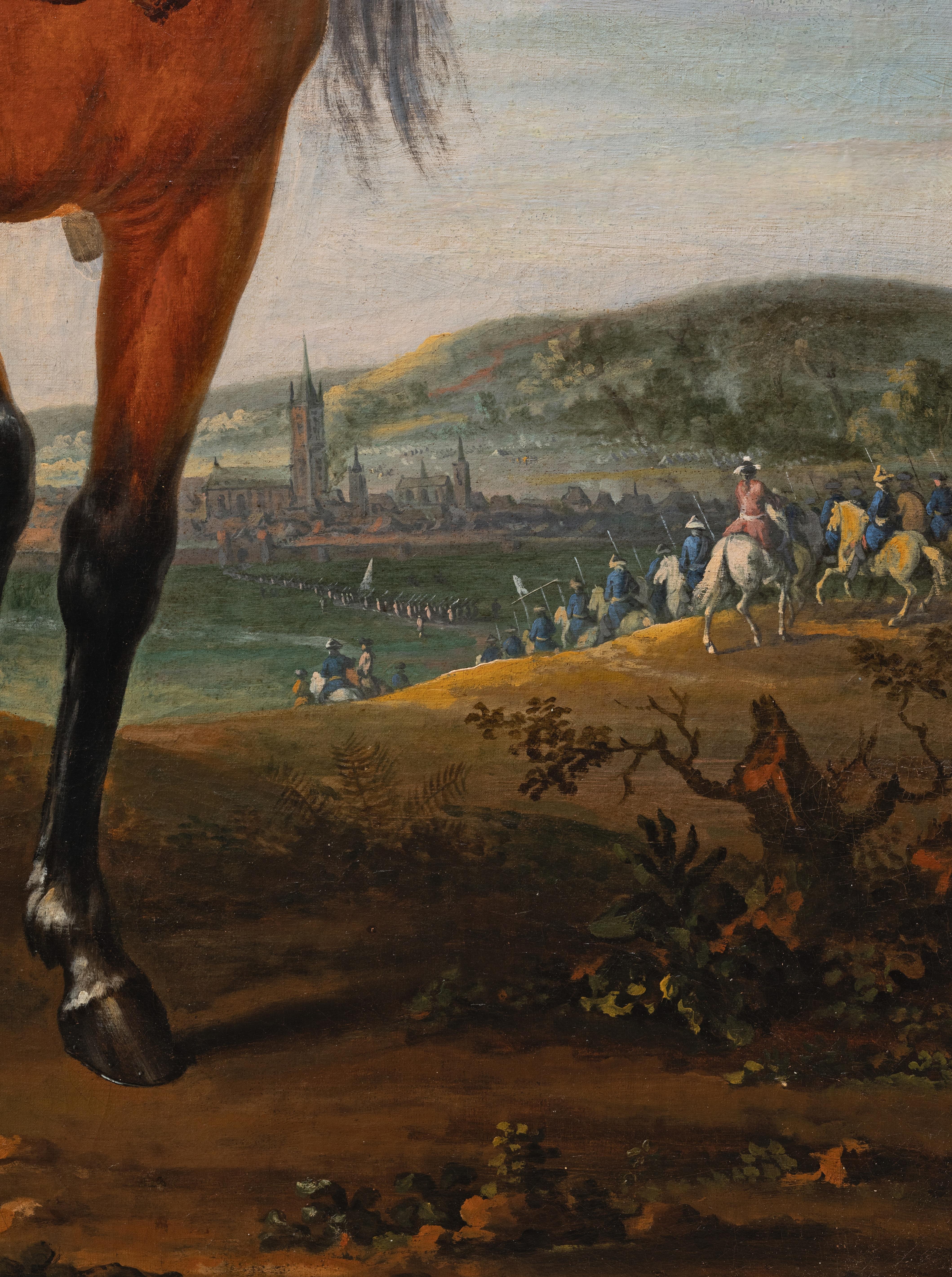 Louis XIV à cheval devant Mons, signé C.I.C., français, 18e C. en vente 3