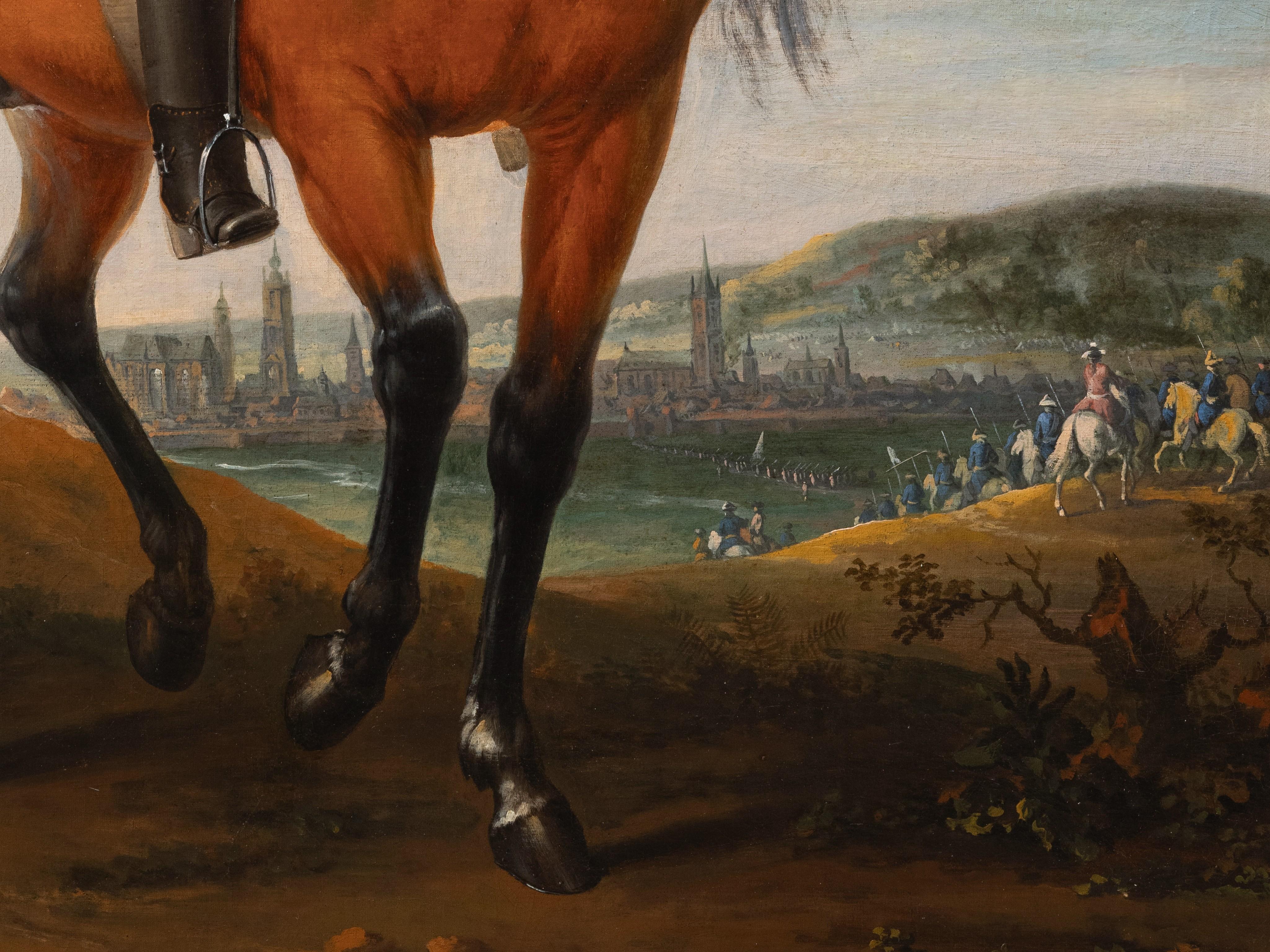 Louis XIV à cheval devant Mons, signé C.I.C., français, 18e C. en vente 4