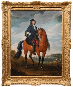 Louis XIV on horseback before Mons, signed Charles Chastelain, French 18th c.