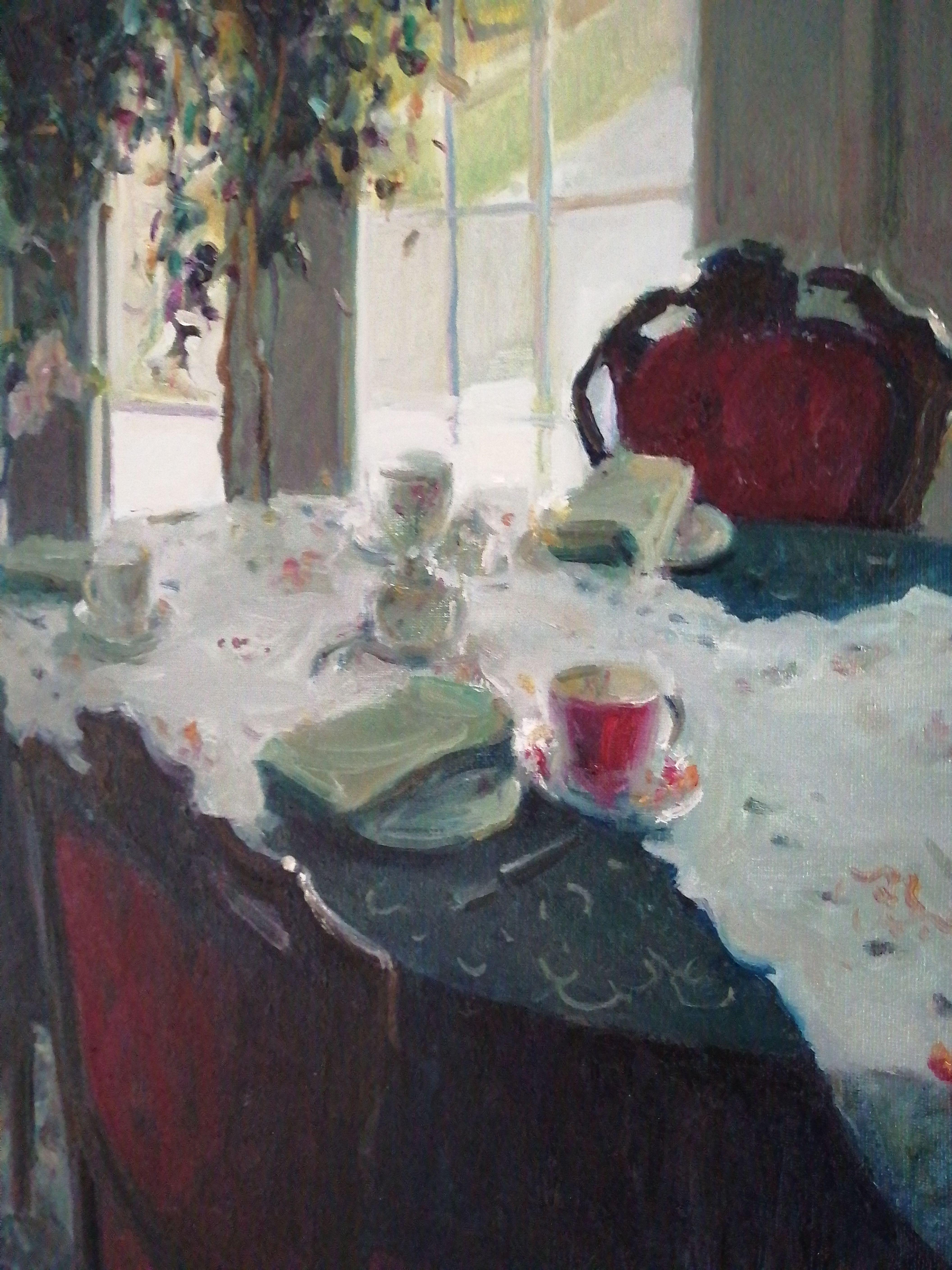 Thé après-midi, peinture sur toile en vente 1
