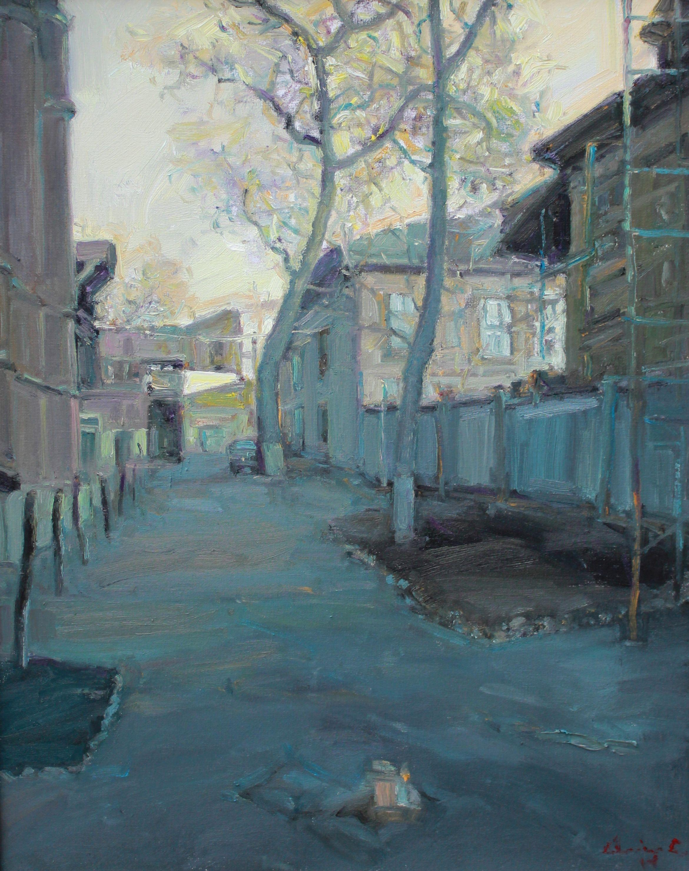 Charles Choi Landscape Painting - Alley, Painting, Oil on Canvas