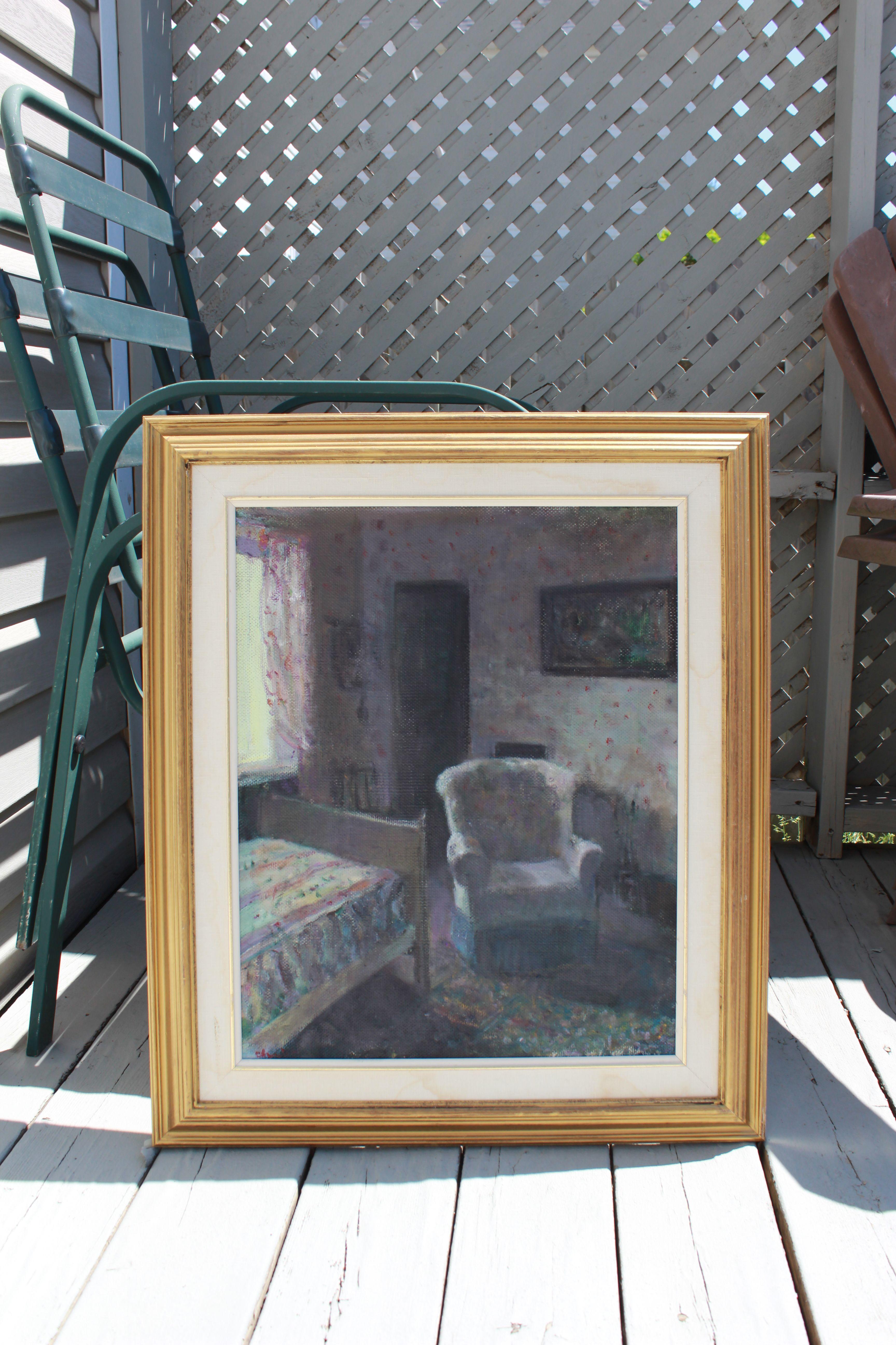 one of my chair series painting  :: Painting :: Realism :: This piece comes with an official certificate of authenticity signed by the artist :: Ready to Hang: Yes :: Signed: Yes :: Signature Location: left bottom :: Canvas :: Portrait :: Original