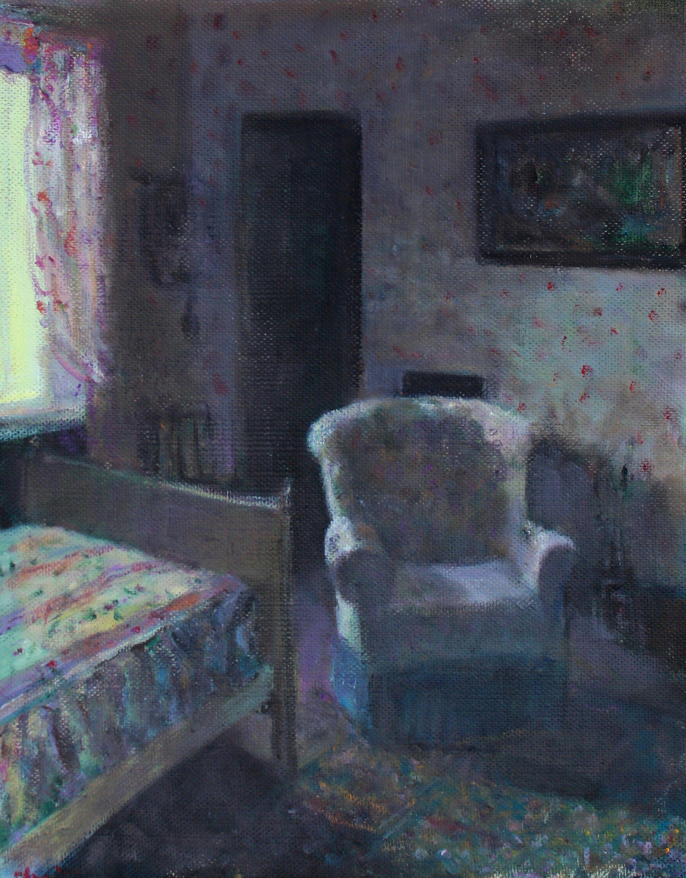 Charles Choi Still-Life Painting – Stuhl Serie 5, Gemälde, Öl auf Leinwand