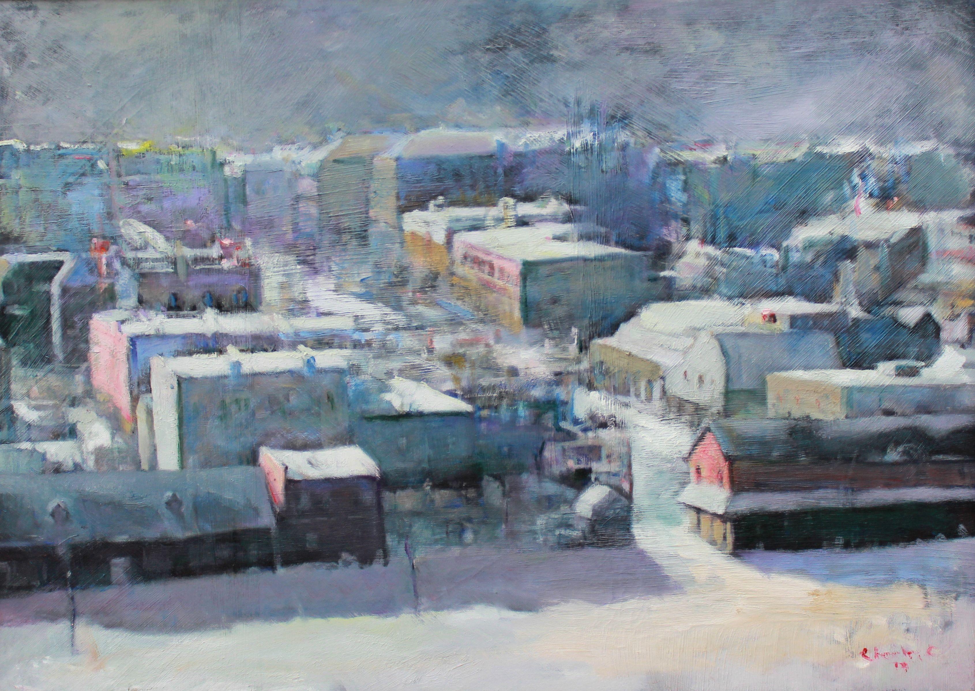 Storm in Calgary, Painting, Oil on Canvas