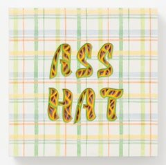 "ASS HAT" Hand-cut and Layered Paper With Soft Plaid Pattern