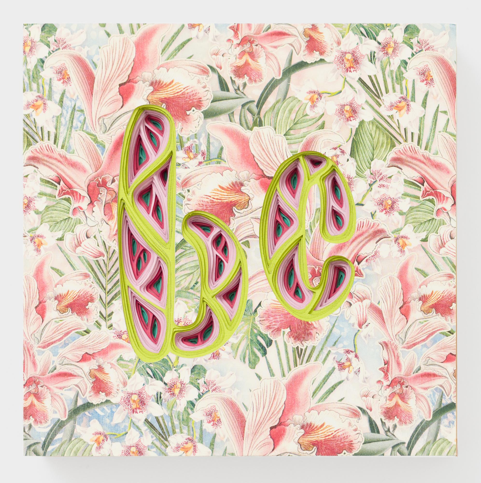 "BC" est une sculpture murale originale de Charles Claris.A, qui fait partie de la populaire série "Text-i-monial" de l'artiste. Pour créer l'œuvre, Claris.A découpe à la main une série de feuilles de papier individuelles qu'il superpose et espace