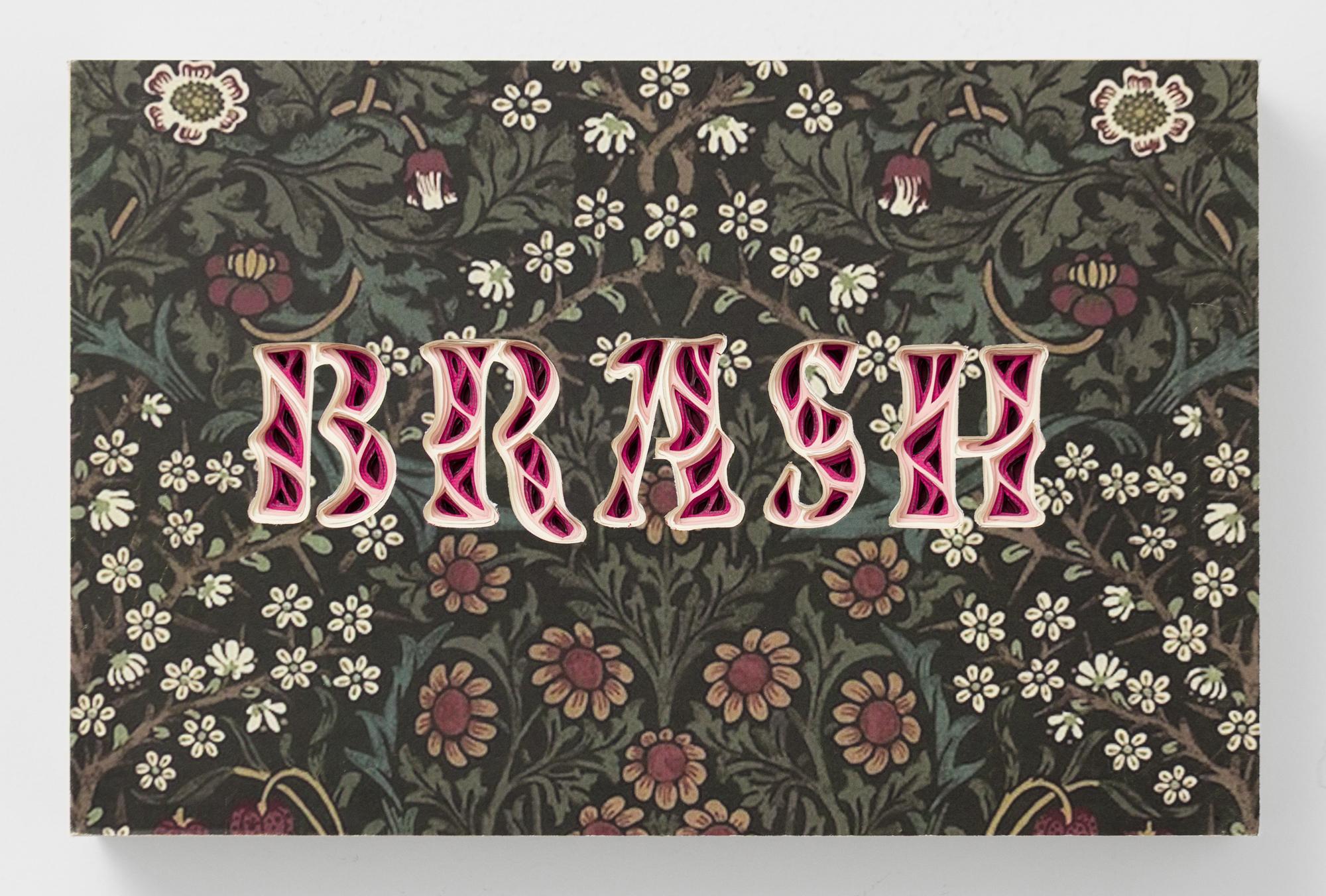 "BRASH" Bold, Text-Based Dimensional Panel with Hand-cut Paper - Art by Charles Clary