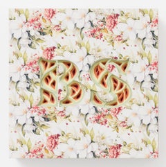 "BS" Text-Based Floral with Inset Cut Paper by Charles Clary