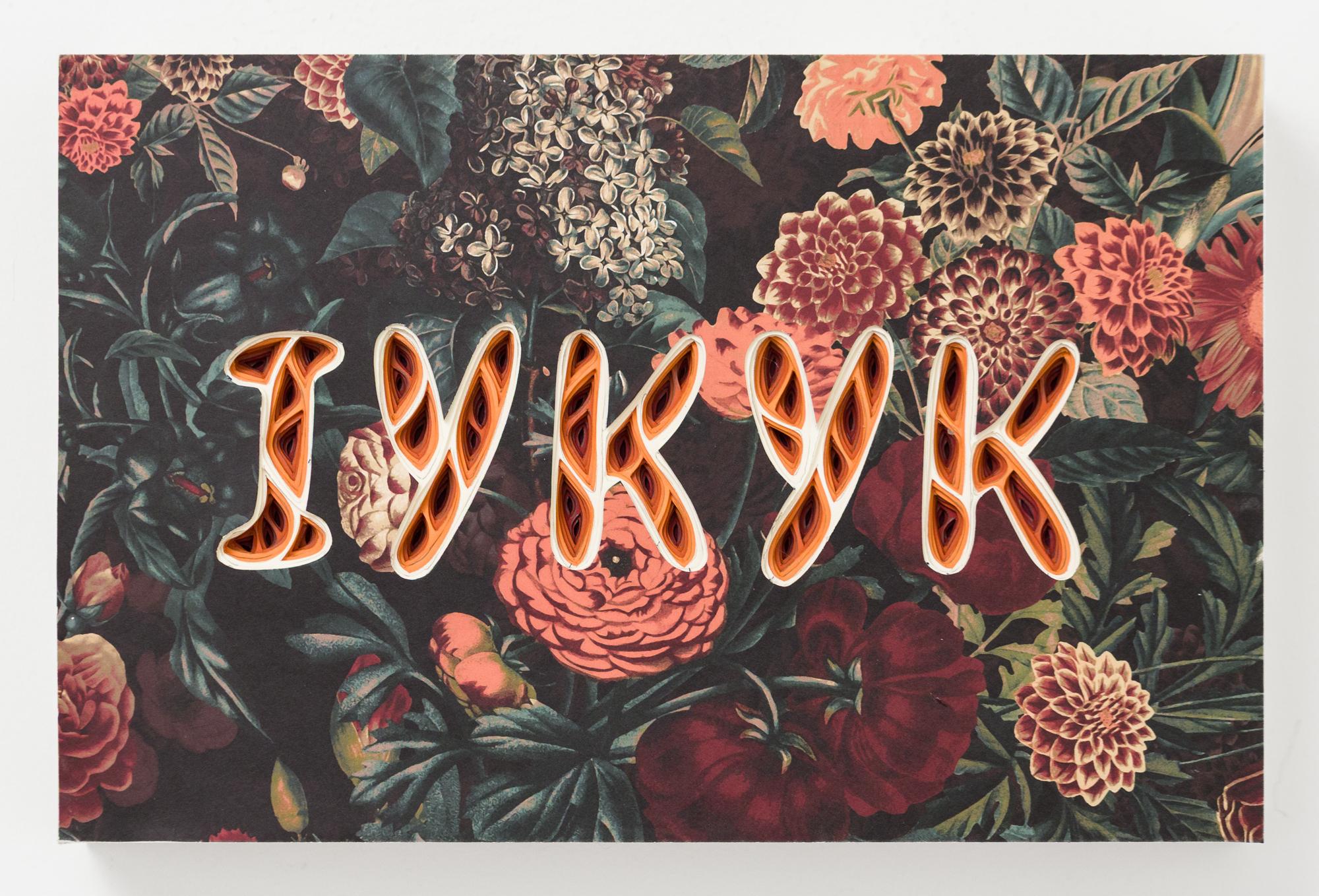 "IYKYK" Contemporary Text-Based Sculptural Paper Assemblage - Art by Charles Clary