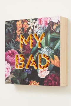 "MY BAD" Pithy Text-Based Paper in Wood Cradle Series with Floral Design