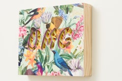 "OMG" Manipulated Paper With Floral and Bird Design in Dimensional Wall Hanging