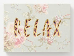 "RELAX" Dimensional Cut Paper and Text in Floral Design With Wood Accents