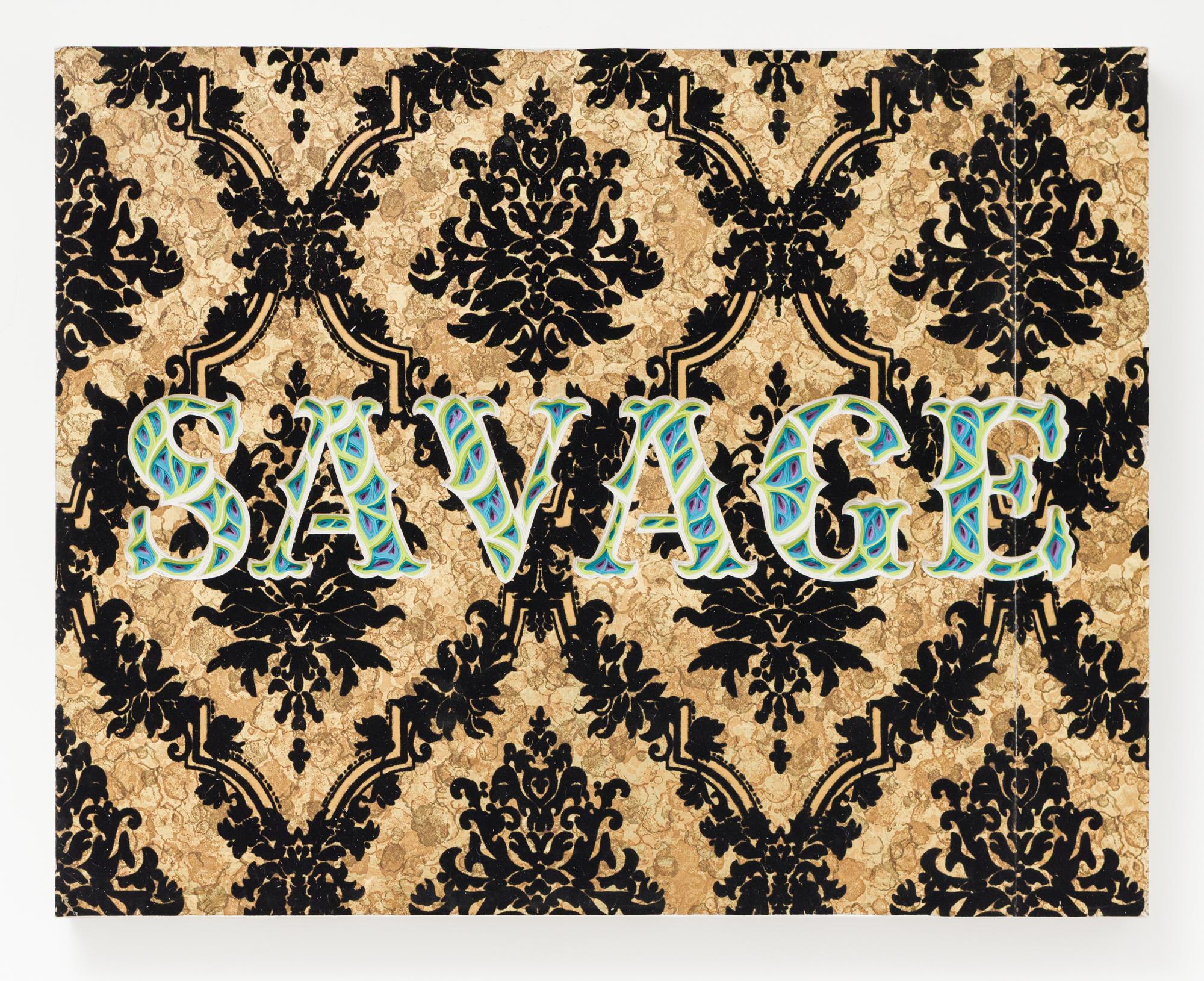 "SAVAGE" Beflockte Wandverkleidung mit geschichtetem Papier in der Wiege von Charles Clary