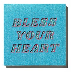 "BLESS YOUR HEART", Hand-cut Paper Wall-Hanging Sculpture with Glitter Effect