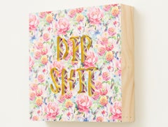 "DIP SHIT" Bold Text Artwork with Floral Pattern Layered Paper Sculpture