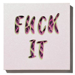 „FUCK IT“, handgeschnittene Wandskulptur aus Papier mit Glitzereffekt aus Papier