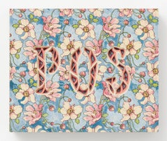 "POS" Contemporary Sculptural Wall Hanging with Ornamental Floral Lettering