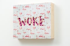 "WOKE" Abstract Dimensional Wall-Hanging Sculpture with Layered Paper
