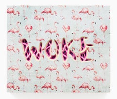 "WOKE" Abstract Dimensional Wall-Hanging Sculpture with Layered Paper