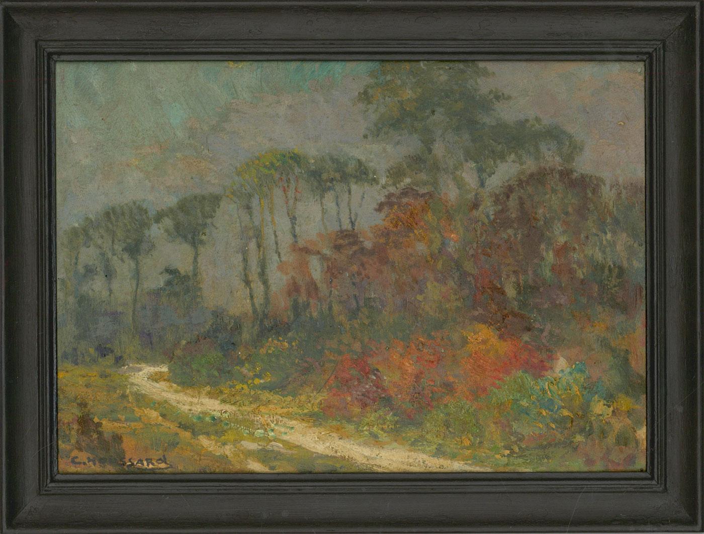 Charles-Claude Houssard Landscape Painting - Charles Houssard (1884-1958) - Signed Belgian Oil, Woodland Path in Autumn