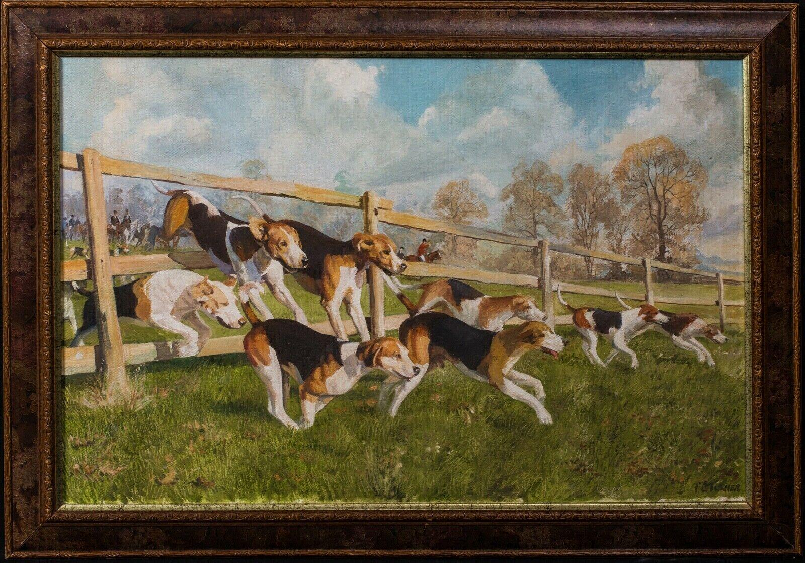 Hounds In Pursuit, 20th Century

by Charles Clifford Turner

Fine large 20th century English fox hunting scene with the foxhounds in pursuits of the game, oil on canvas by Charles Clifford Turner. Excellent quality and condition, signed and