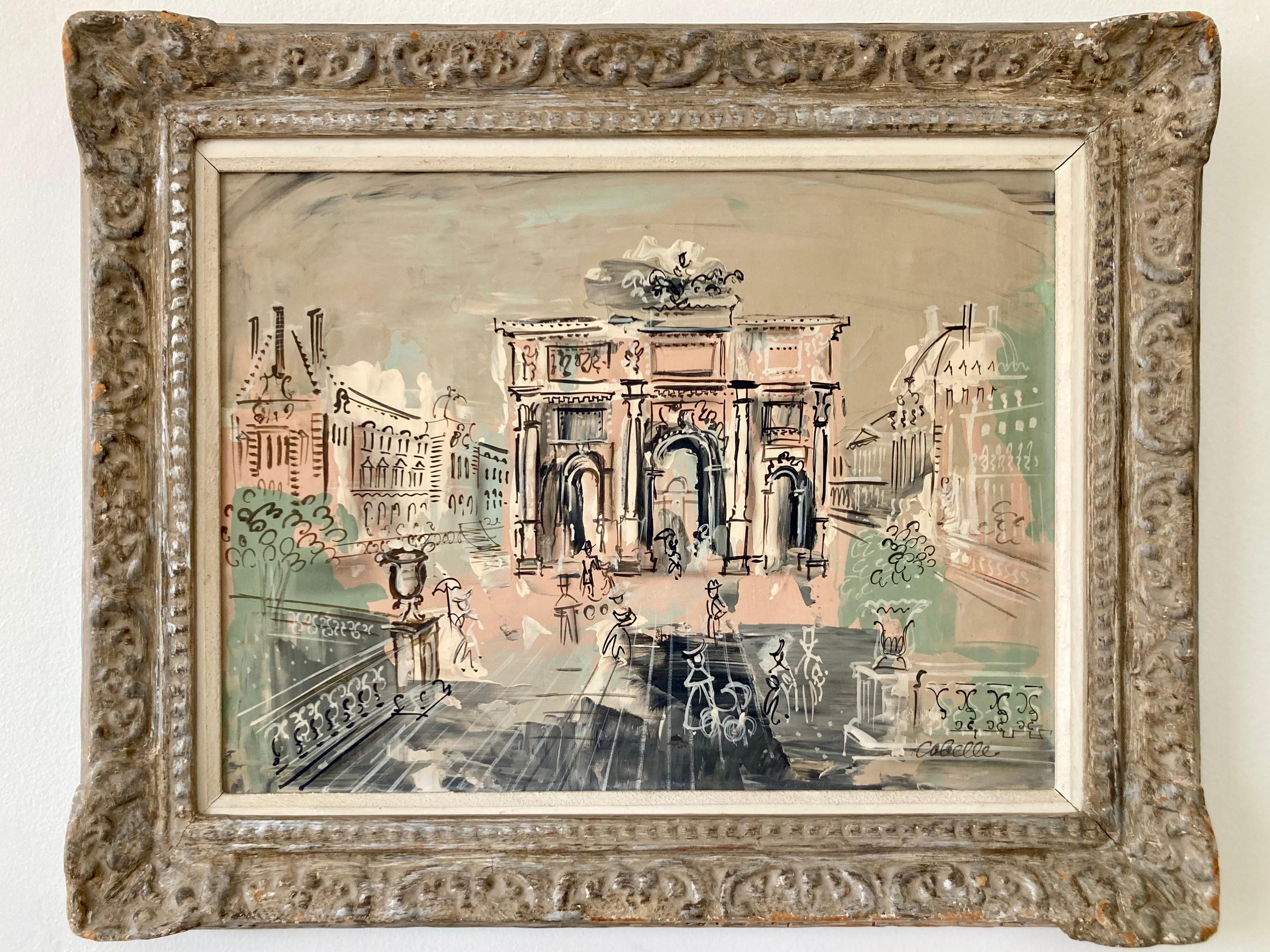 Schönes signiertes Originalgemälde auf Leinwand von Charles Cobelle aus Paris. Charles Cobelle war Studioassistent von Raoul Dufy, bevor er selbst eine steile Karriere als Künstler in Paris begann. Wunderschöne graue und rosa Farben und sehr schöner