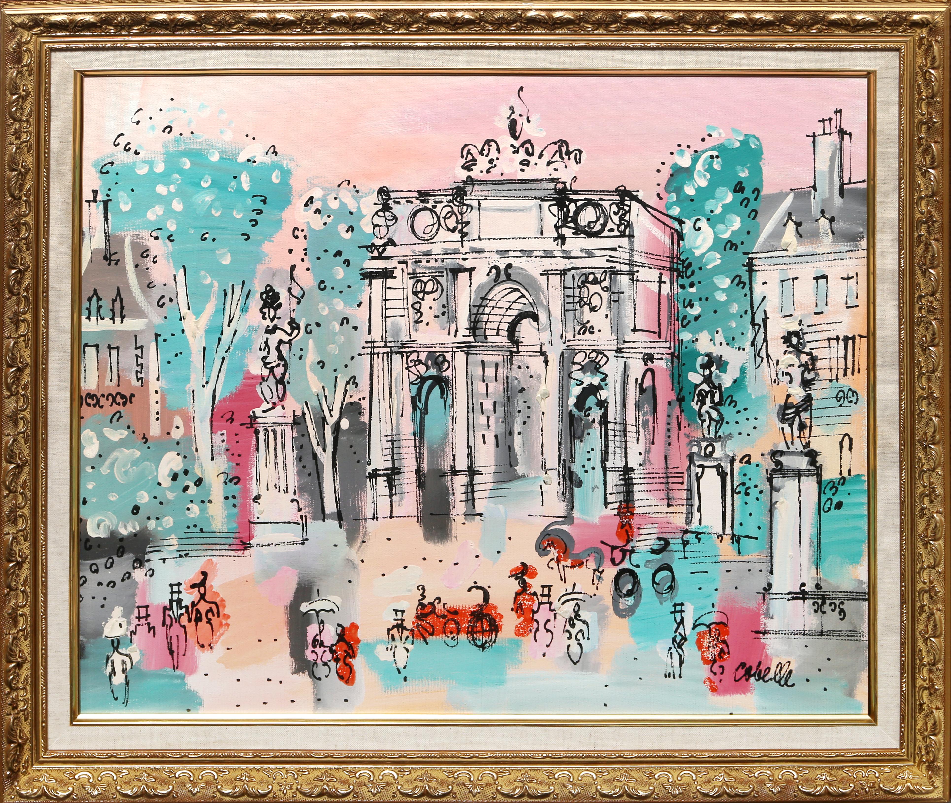 Ein helles und geschäftiges Pariser Stadtbild des französischen Künstlers Charles Cobelle, signiert unten rechts

Größe: 20 x 24 Zoll (50,8 x 60,96 cm)
Rahmengröße: 24,5 x 28,5 Zoll