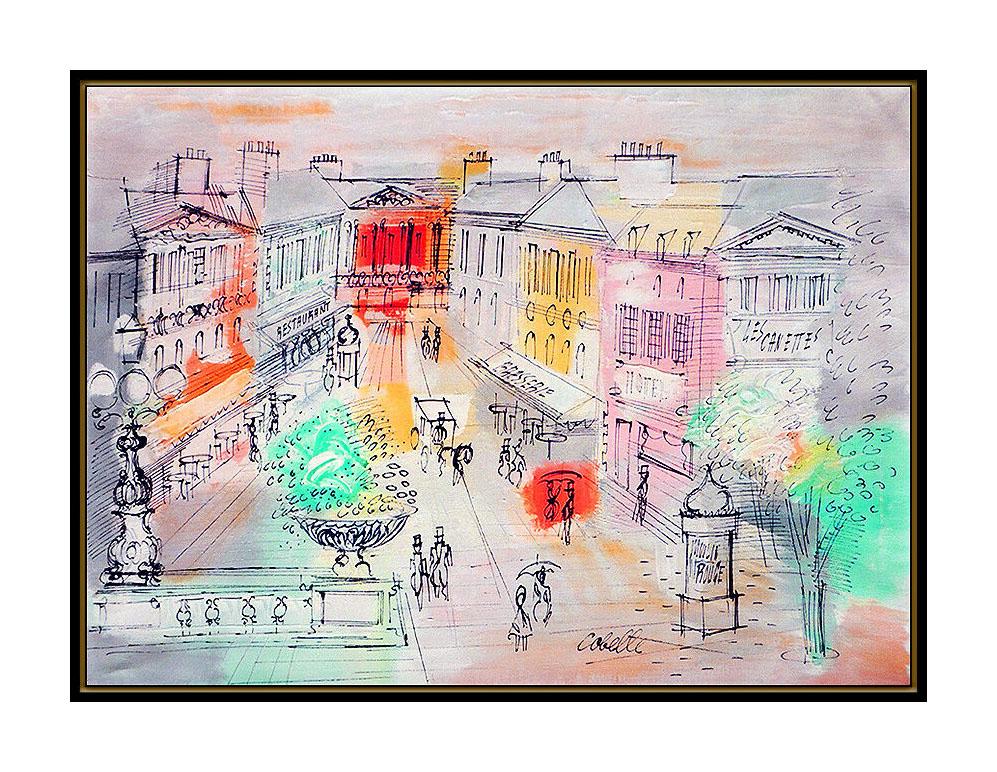 Charles Cobelle Oil Painting On Canvas Signed Paris Cityscape Street Art Framed 1